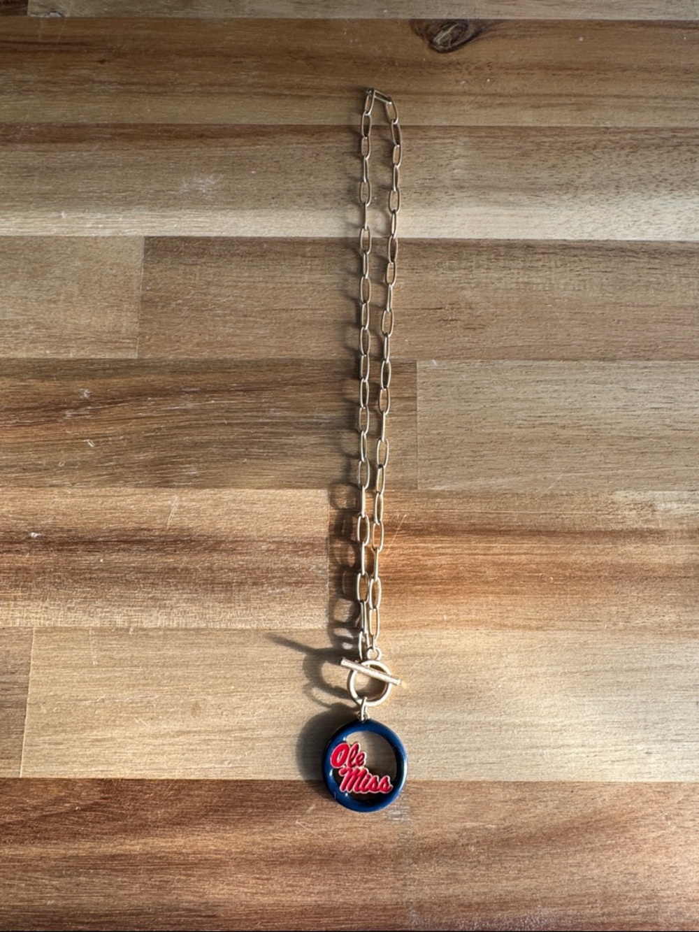 Ole Miss Round Pendant necklace  - Blue & Red